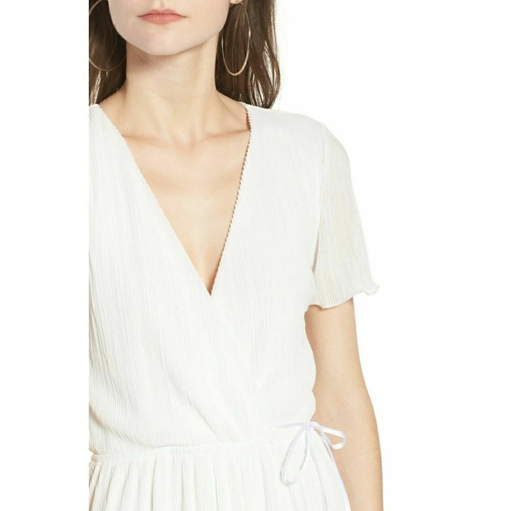 Leith Women's Ivory Pleat Surplice Wrap Dress Size XS - Picture 9 of 16